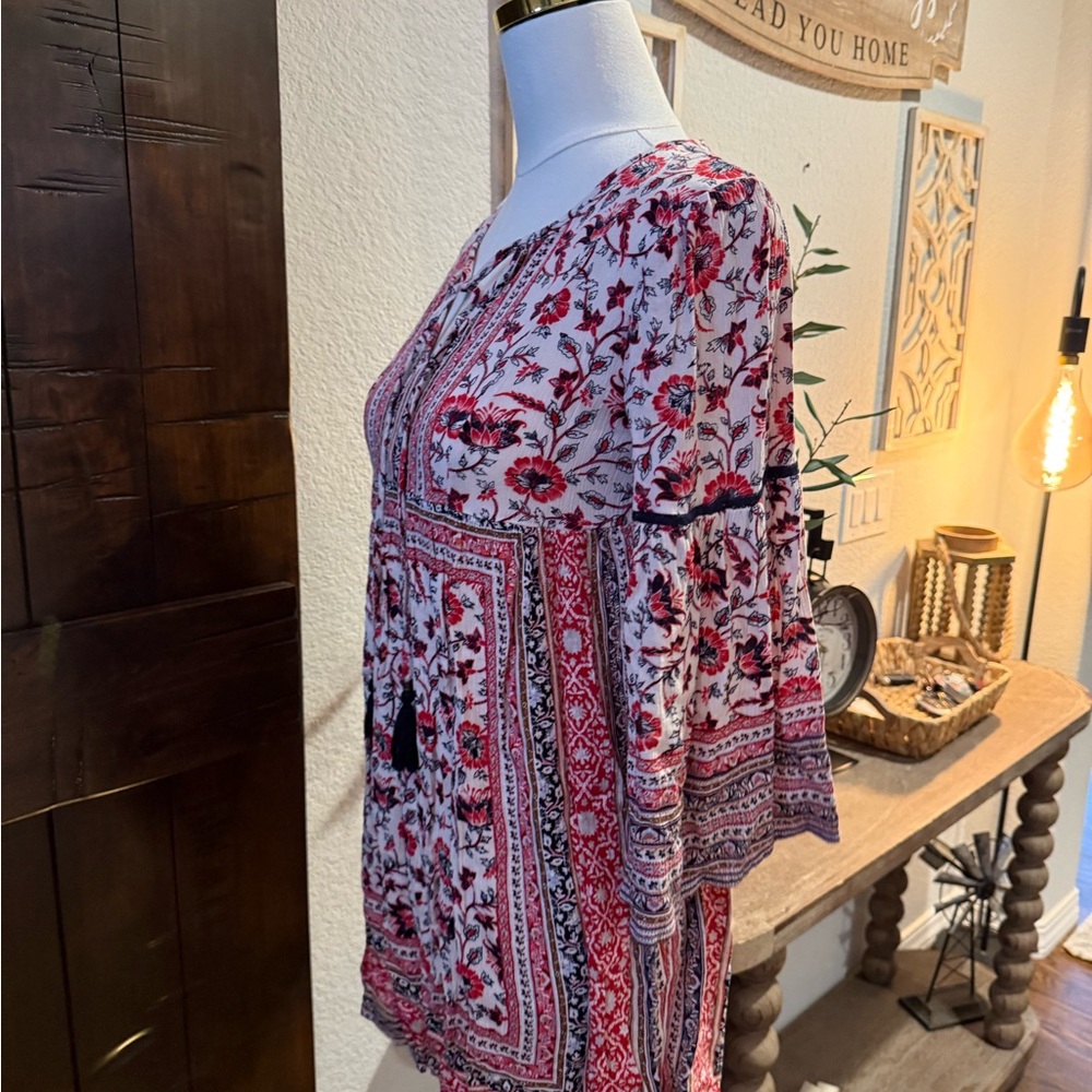 Knox Rose Red and Blue Floral Tunic - Picture 2 of 4